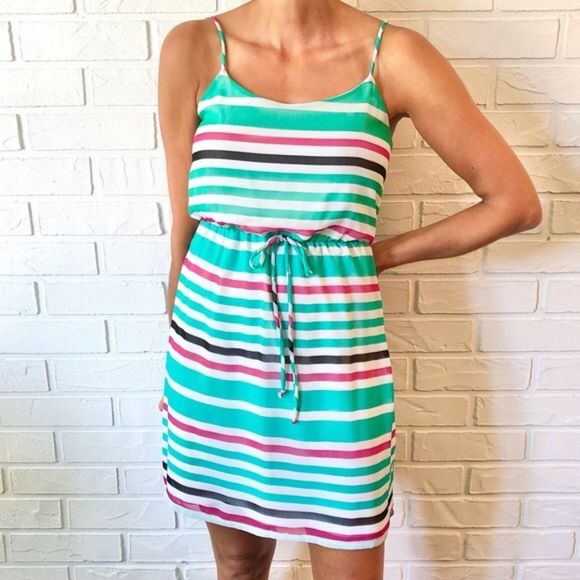 Ripe Dresses & Skirts - Ripe chiffon striped tie waist mini tank dress S